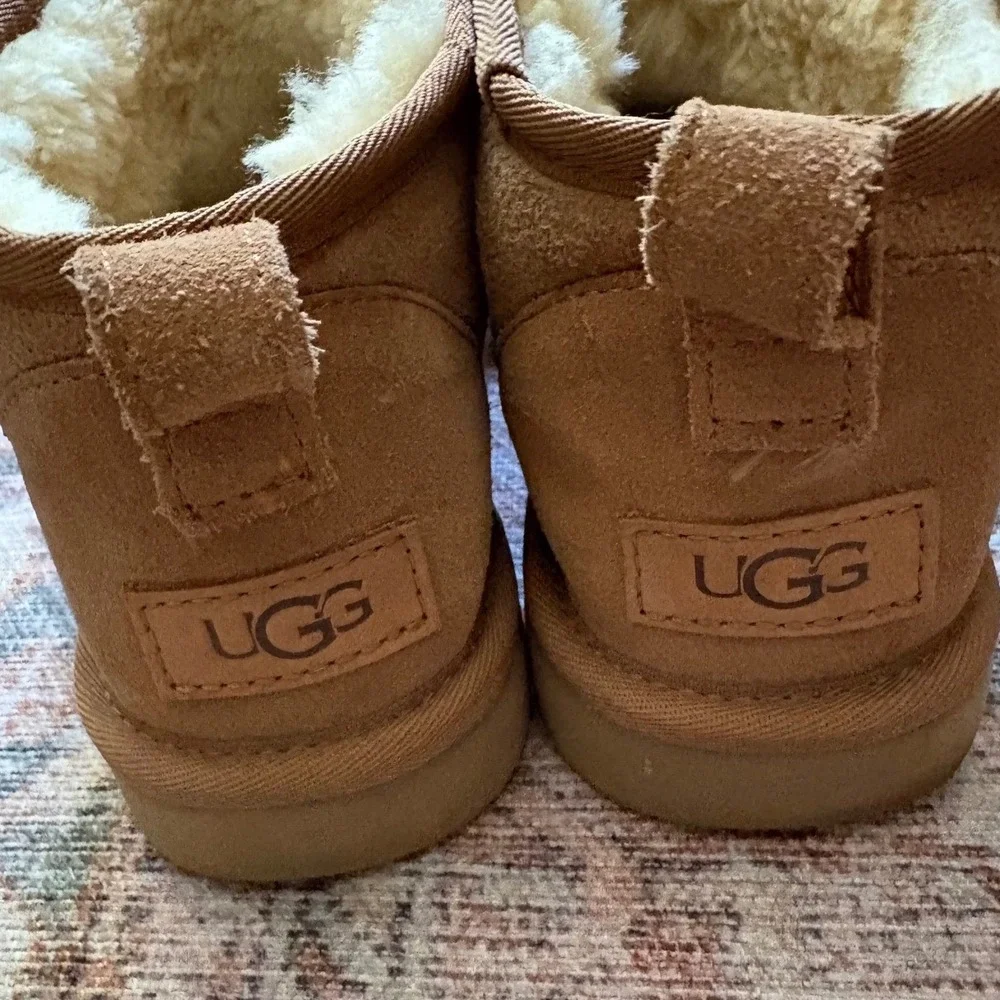 UGG Classic Ultra Mini Chestnut Suede Sheepskin Boots | Womens 7